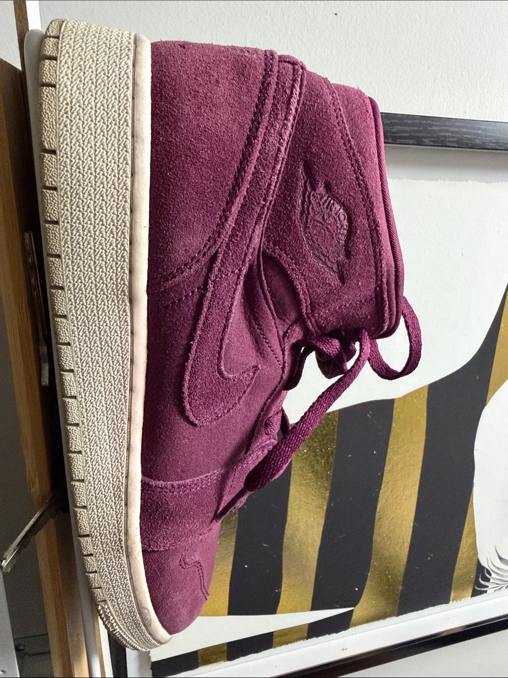 Nike Kids Suede High-Top Sneakers in Burgundy